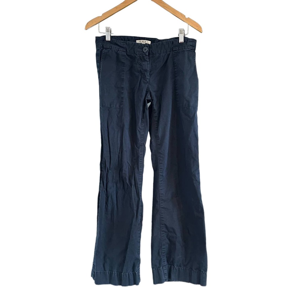 CAbi #252L Step Out Trouser Navy Blue Chino Pants Wide Leg Size 4 - Picture 2 of 10